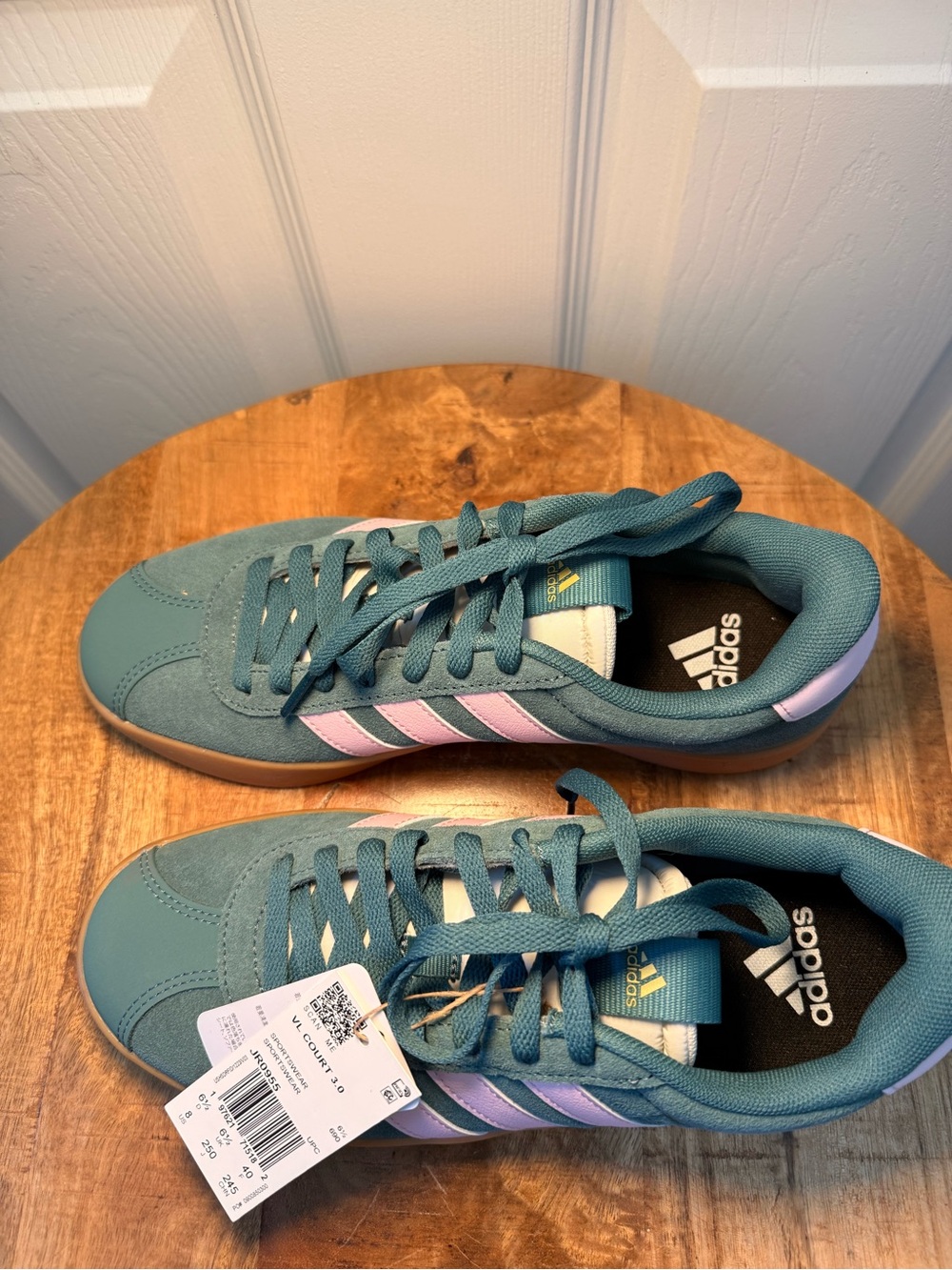 Adidas VL Court 3.0 Women’s Teal and Pink Sneakers NWT - Picture 5 of 6